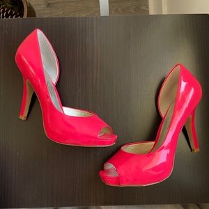 Hot pink peep toe shoes